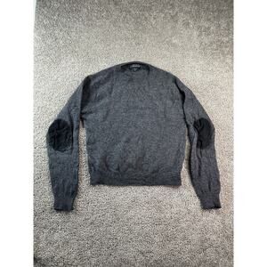 Hutson Harbour Sweater Mens XL Gray Lambswool Elbow Patch Pullover FLAW